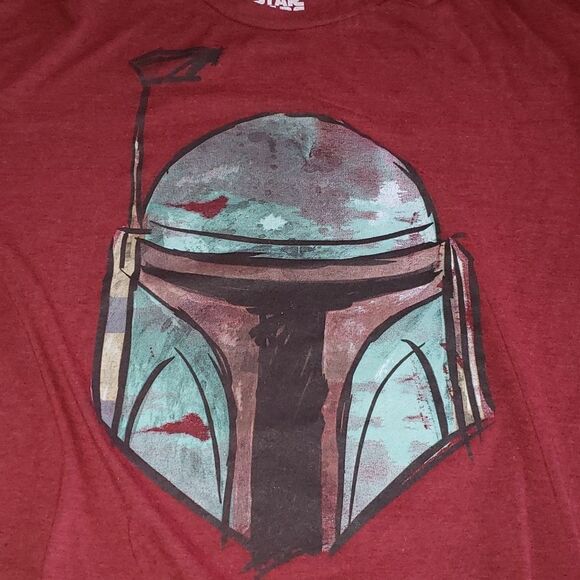 Star Wars Mens Red Heather Bounty Hunter Boba Fett Helmet Graphic Tee T-Shirt XL - Picture 4 of 8